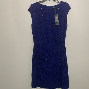 NWT Ralph Laure. Blue Lace Dress